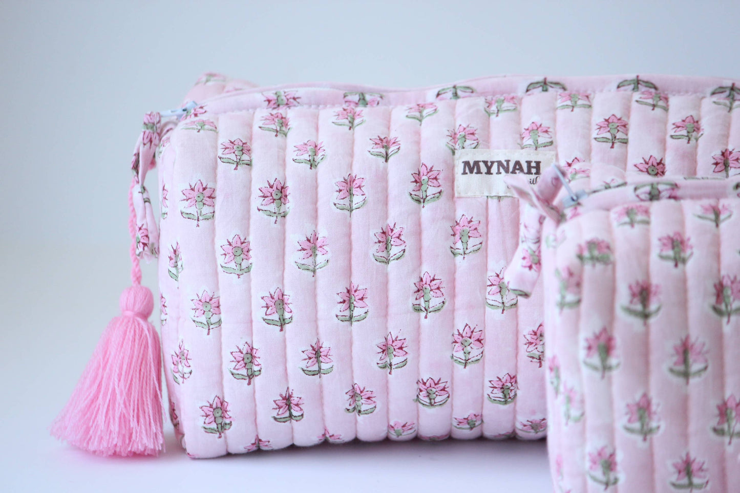 Mynah quilted floral travel/make up/organizer/bag-LARGE only