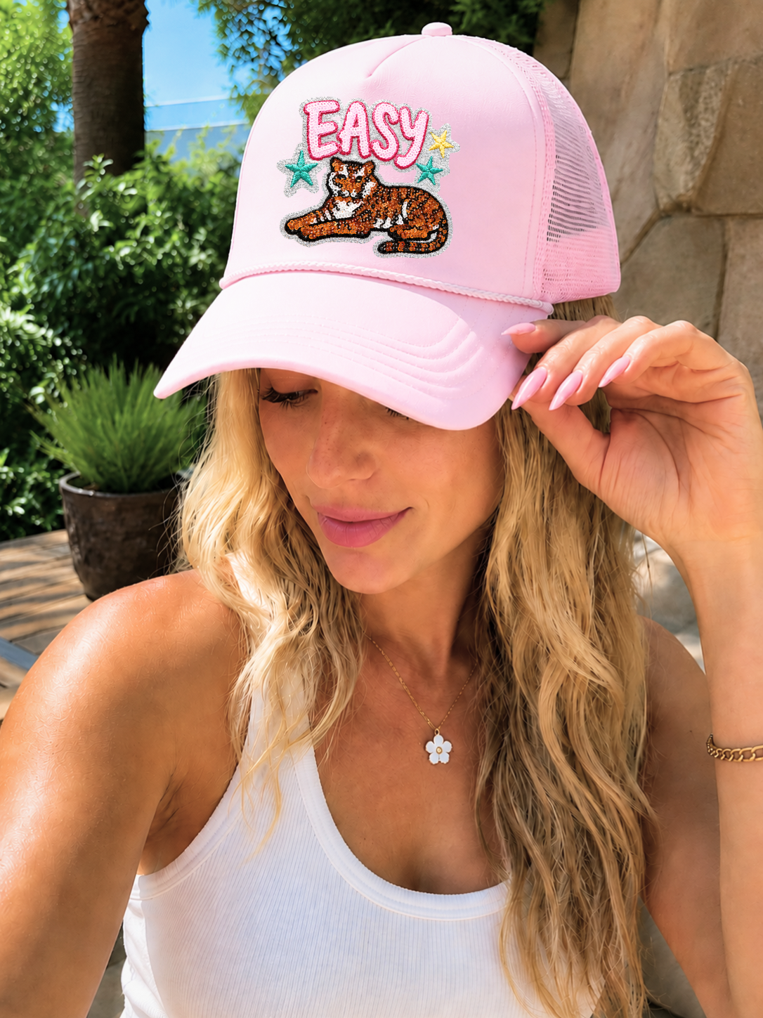Easy Tiger Summer Sequin Embroidery Patch - Small