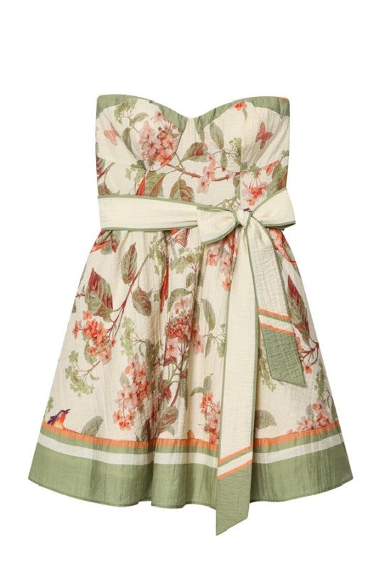 Floral Print Belted Mini Dress