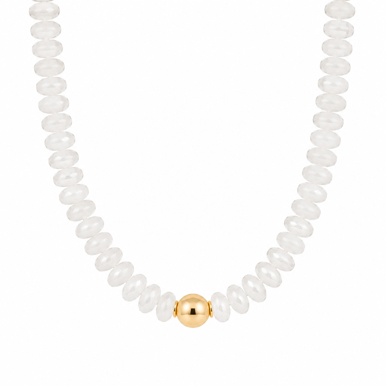 White Rondelle with Gold Bead Accent