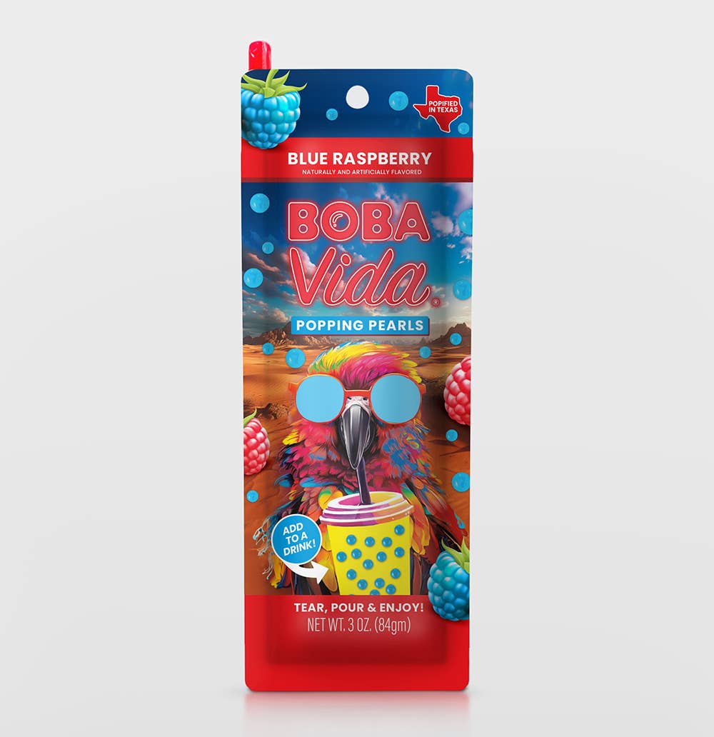 BobaVida Popping Boba -Super Blue Raspberry, 10ct