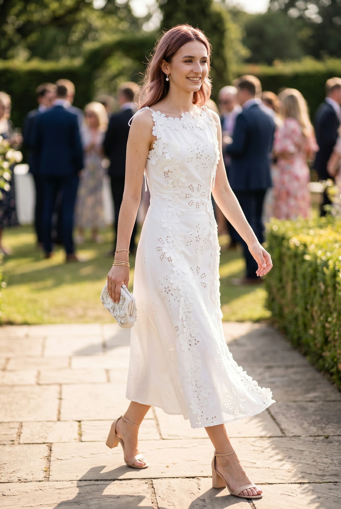 Floral Eyelet Lace Midi Dress