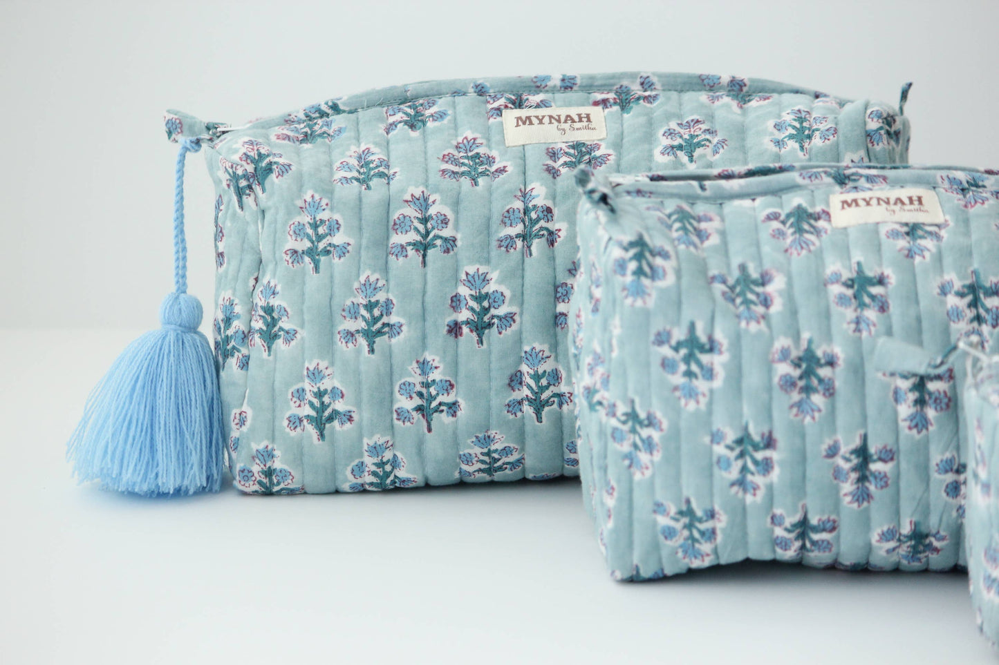 Dusty blue motif travel/make up/organizer/wet bag-LARGE only