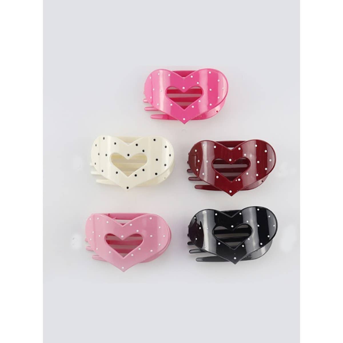 Lovely Polka Dot Heart Cut out Flat Hair Clip