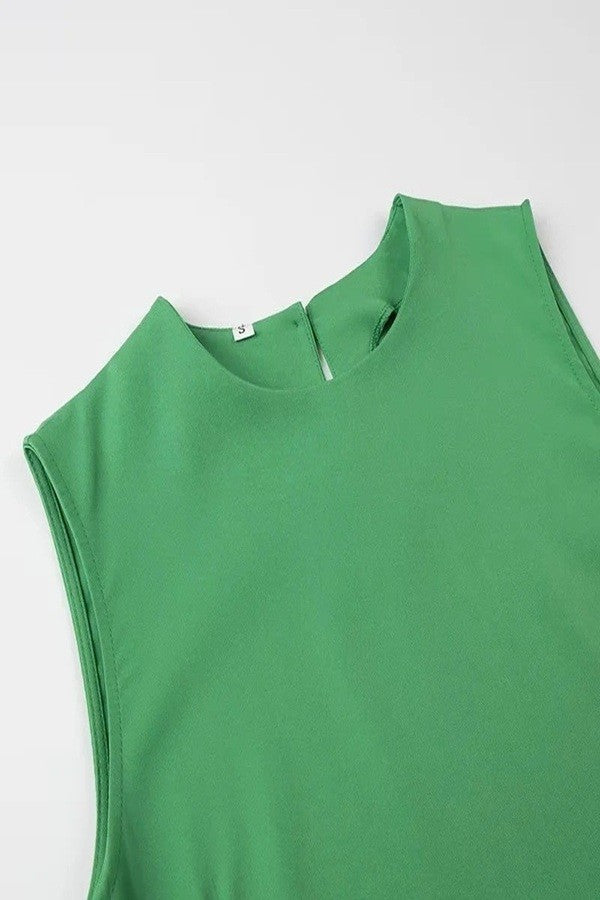 Solid Sleeveless Top And Skirt Set
