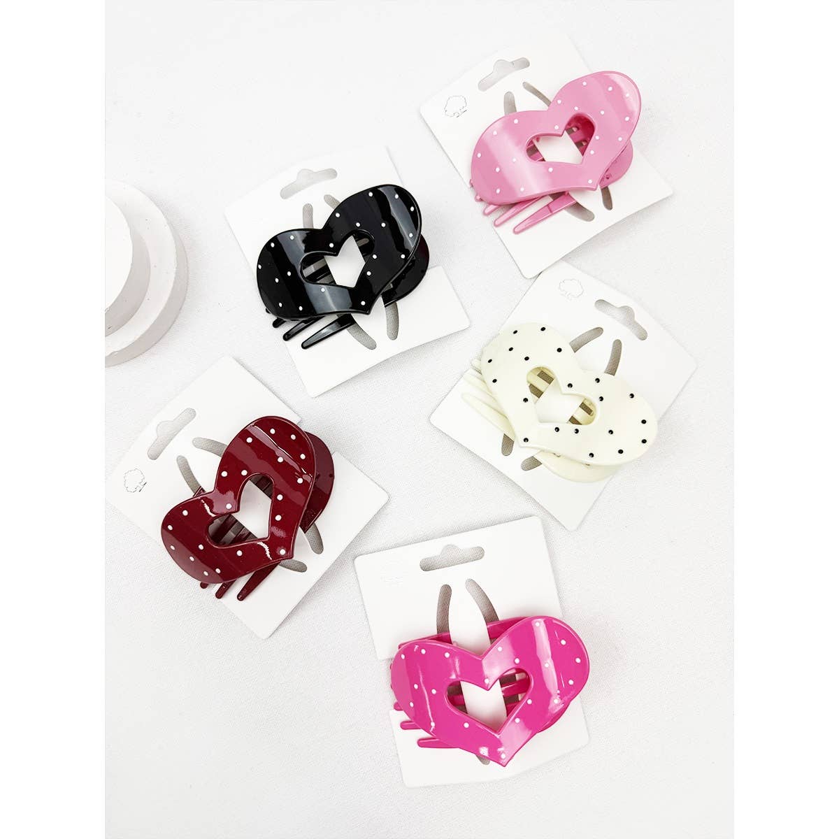 Lovely Polka Dot Heart Cut out Flat Hair Clip