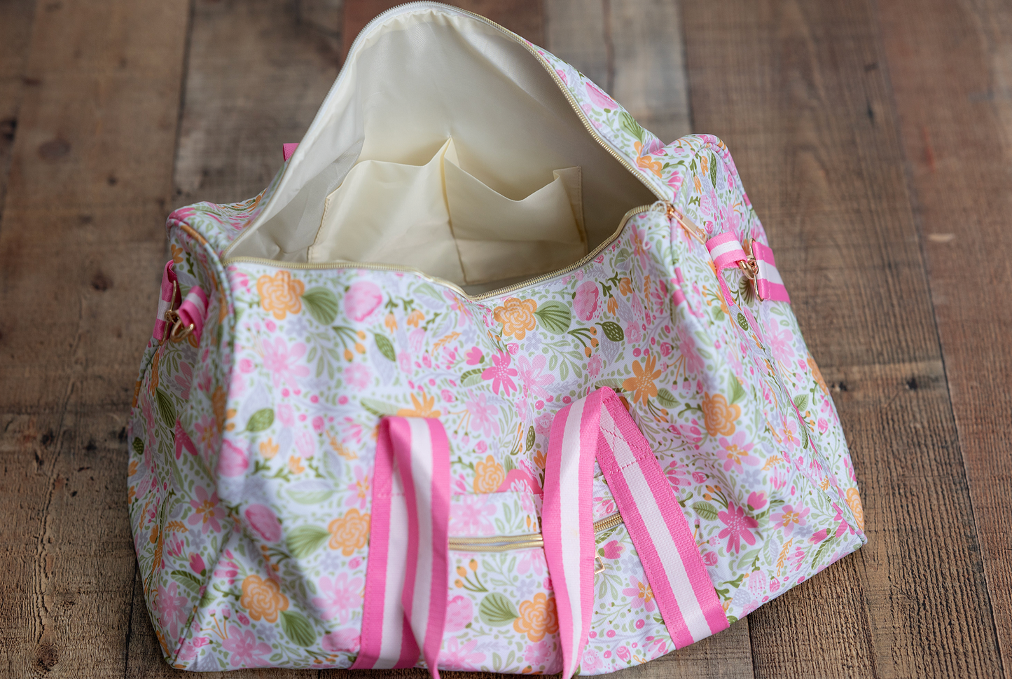 Kids Pink Floral Weekender Dance Travel Bag