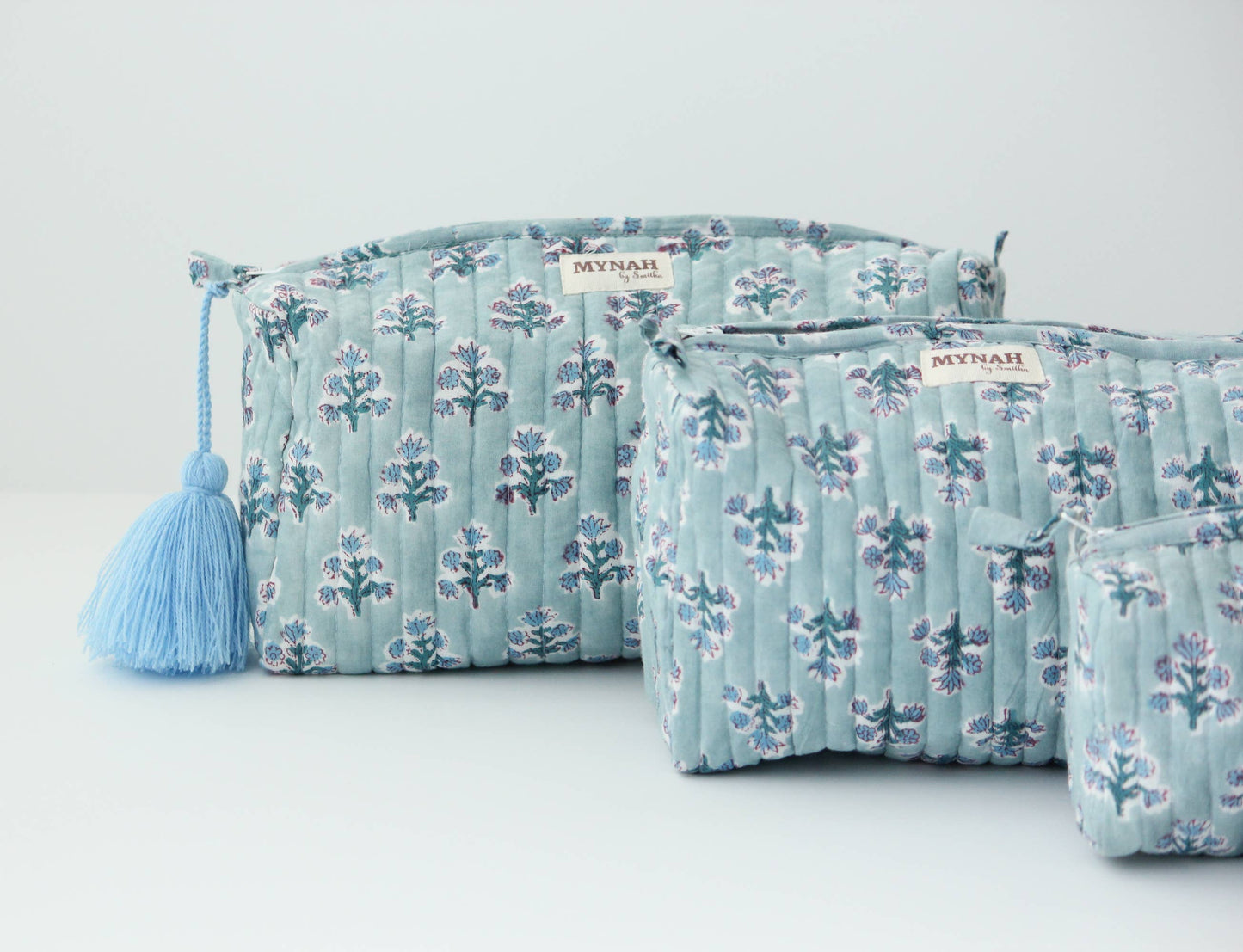 Dusty blue motif travel/make up/organizer/wet bag-LARGE only