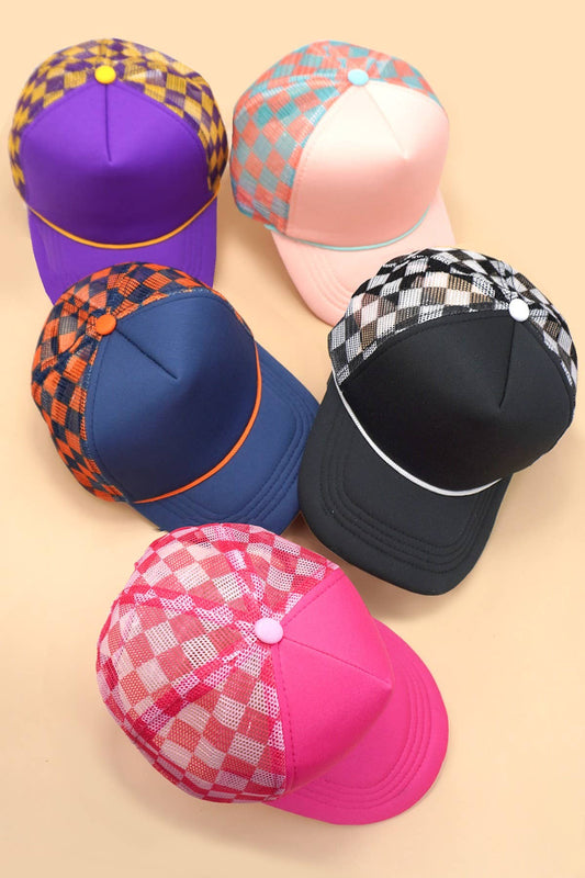 TRUCKER HAT CHECKER FOAM FRONT MESH BACK CAP | 40HW726