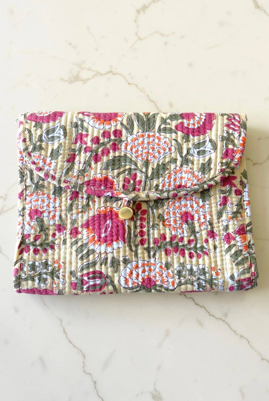 Charlie Hot Pink Floral Jewelry Pouch