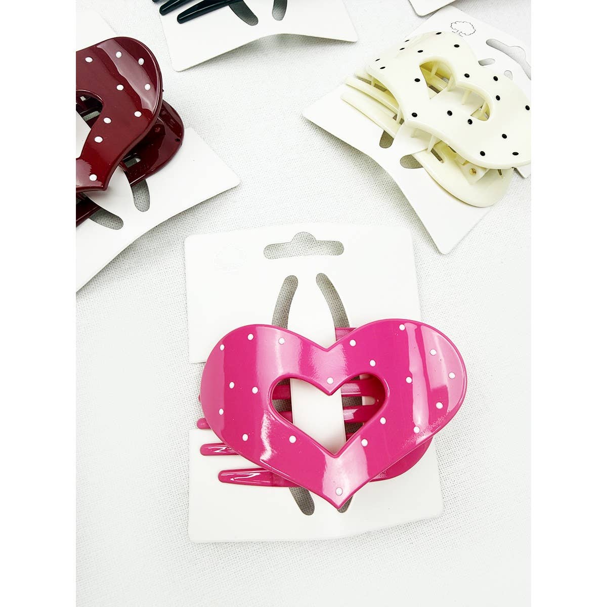 Lovely Polka Dot Heart Cut out Flat Hair Clip