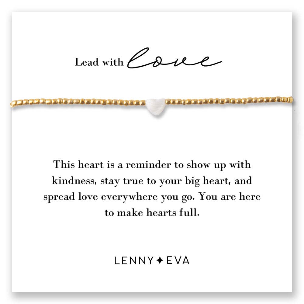 Intentions Heart Adjustable Bracelet with Mother of Pearl