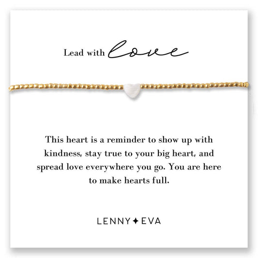 Intentions Heart Adjustable Bracelet with Mother of Pearl