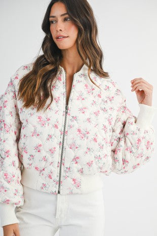 Floral Print Oversized Bomber Jacket