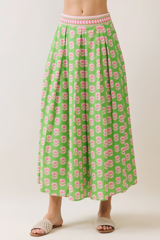 Floral Print Contrast Trim Detail Set