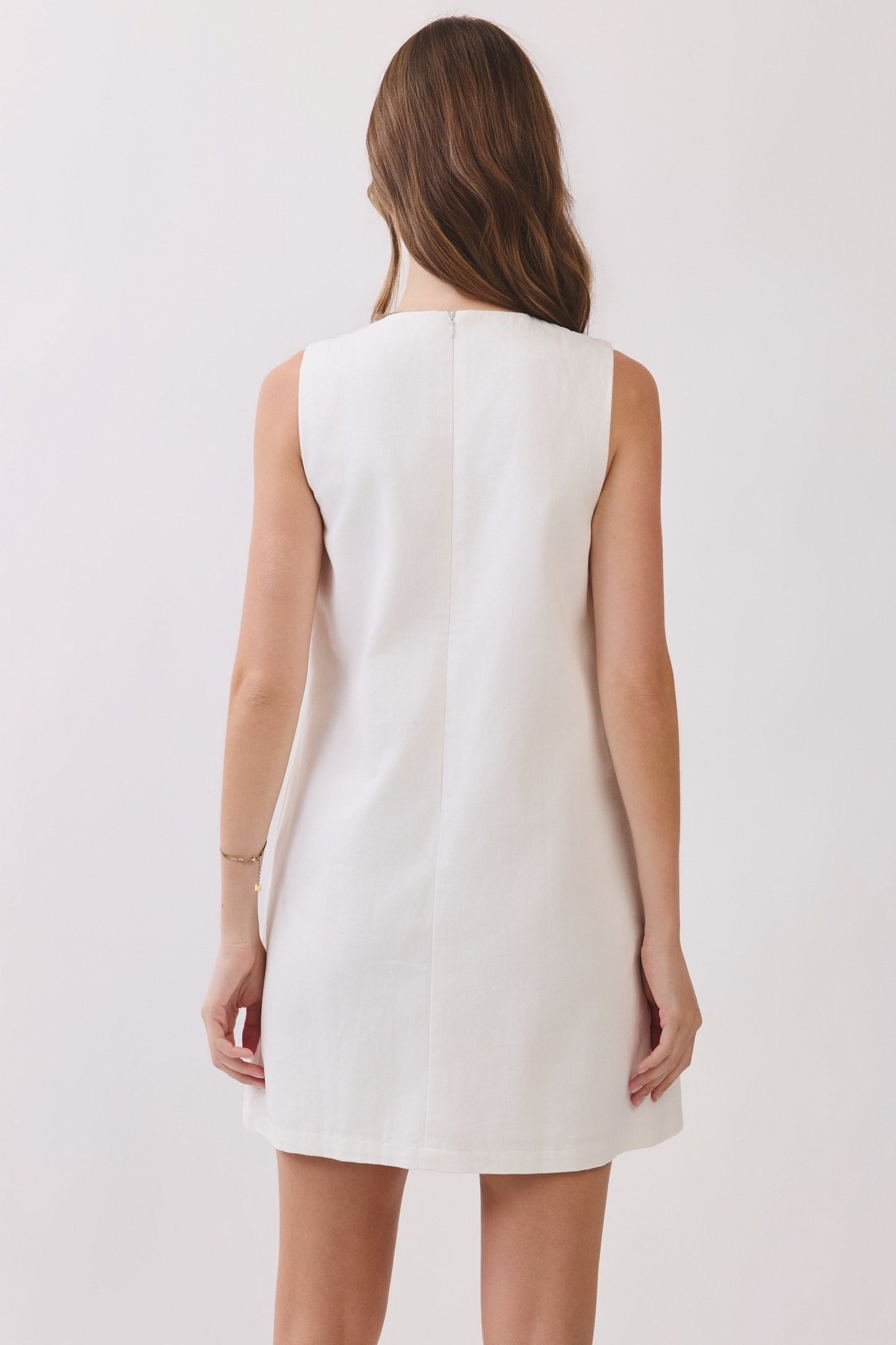 Floral Appliqué Round Neck Shift Mini Dress