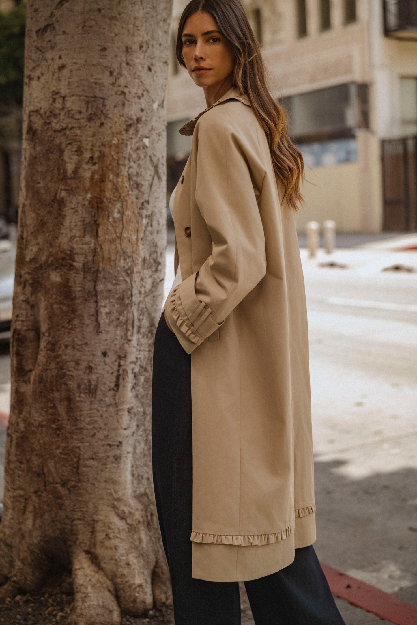 The Eleanor Ruffle Trench