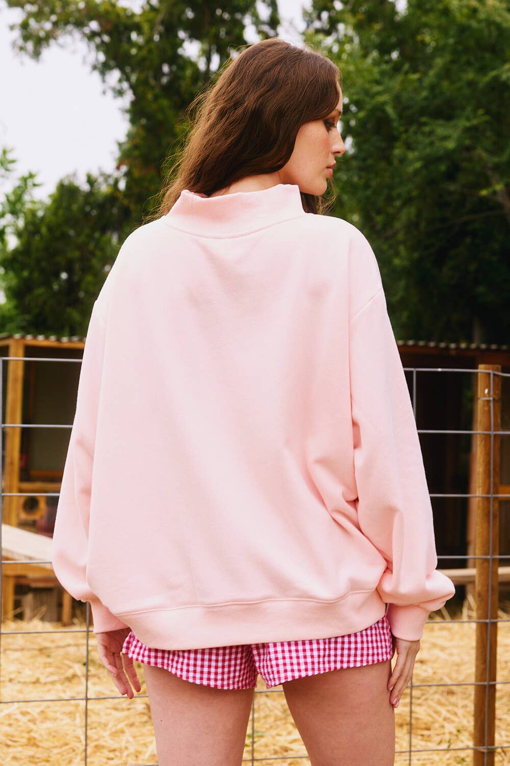 IT2594-BLESSED | 'BLESSED' Embroidered Mockneck Sweatshirt