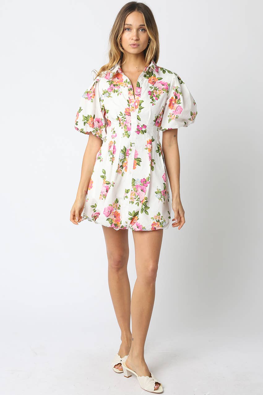 Olivia Floral Puff Sleeve Mini Dress