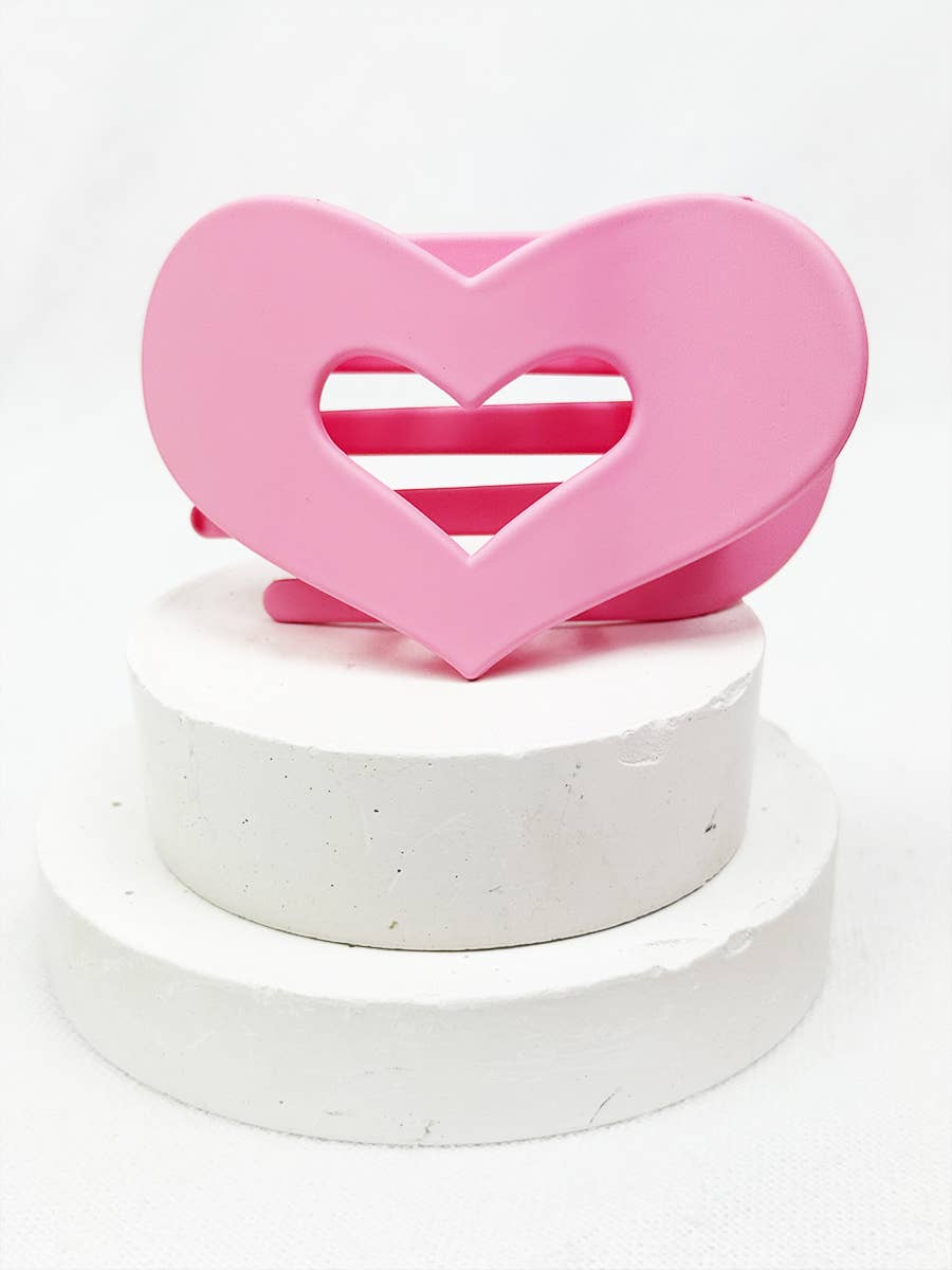 Pink Shades Heart Shape Cut Out Flat Hair Clip