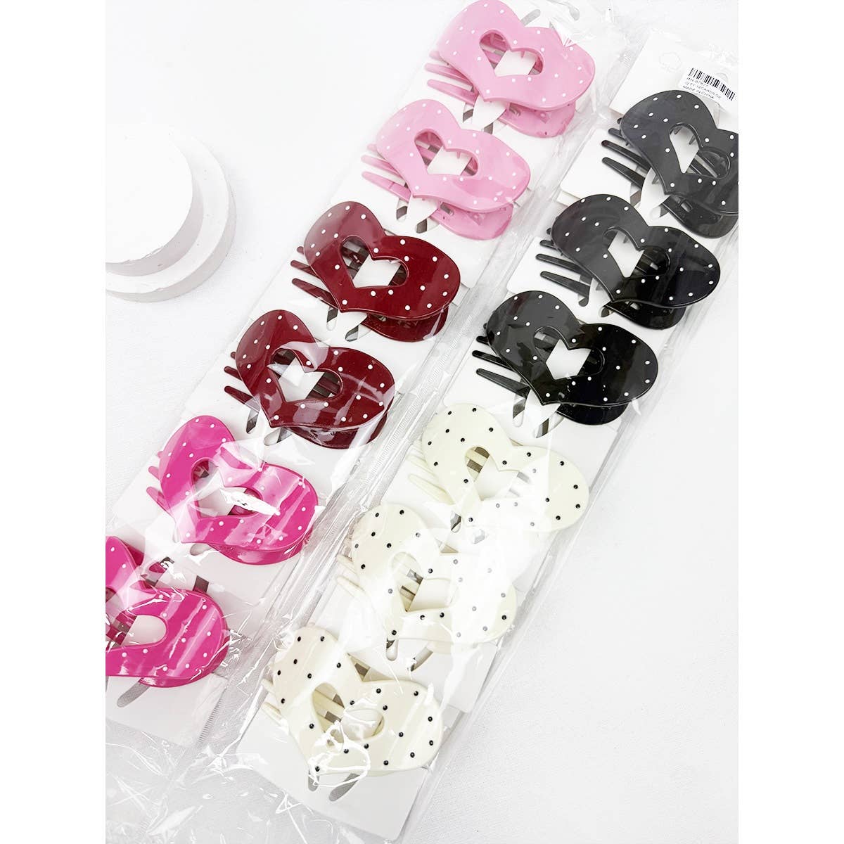 Lovely Polka Dot Heart Cut out Flat Hair Clip