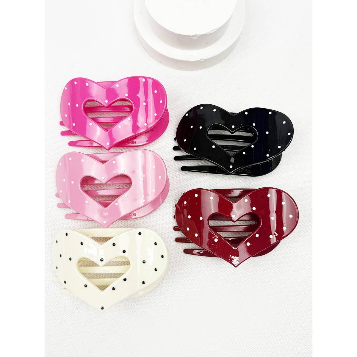 Lovely Polka Dot Heart Cut out Flat Hair Clip