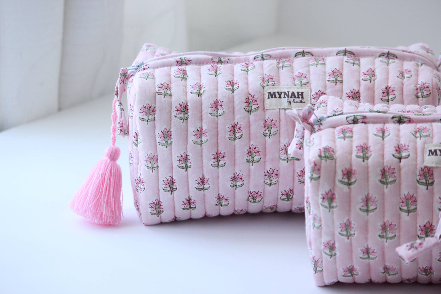 Mynah quilted floral travel/make up/organizer/bag-LARGE only