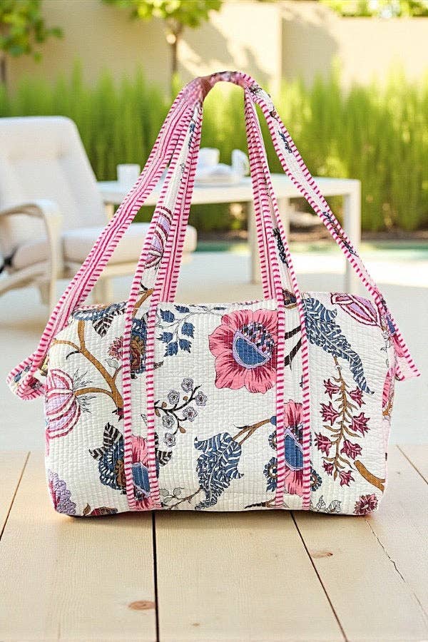 Elena Pink Floral Duffel Bag