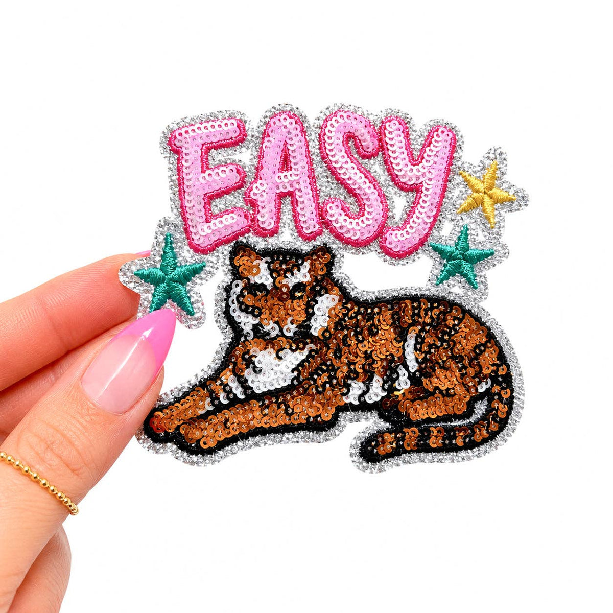 Easy Tiger Summer Sequin Embroidery Patch - Small