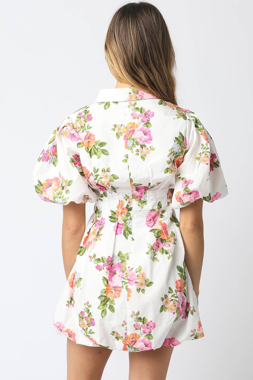 Olivia Floral Puff Sleeve Mini Dress