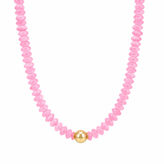 Pink Rondelle with Gold Accent