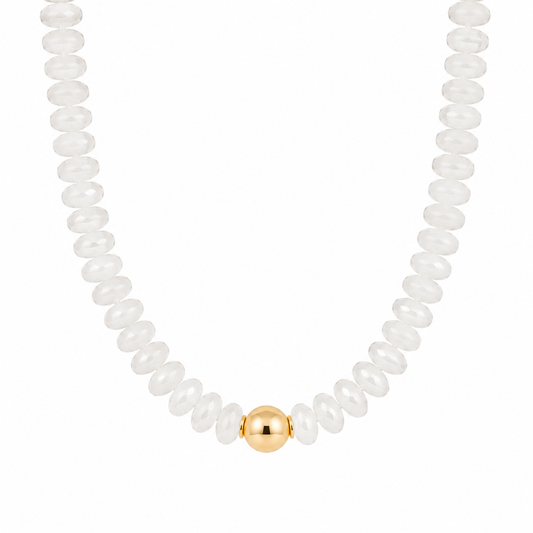 White Rondelle with Gold Bead Accent
