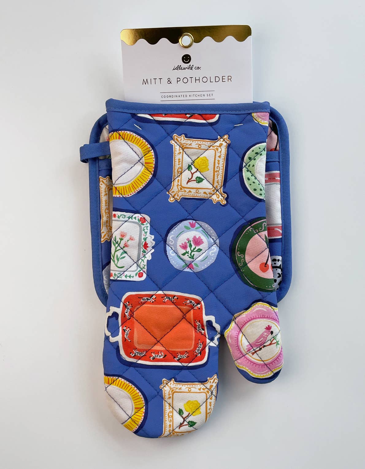 Cotton Oven Mitt + Pot Holder Set | Dinner Plates