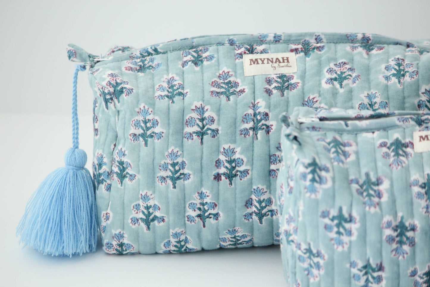 Dusty blue motif travel/make up/organizer/wet bag-LARGE only