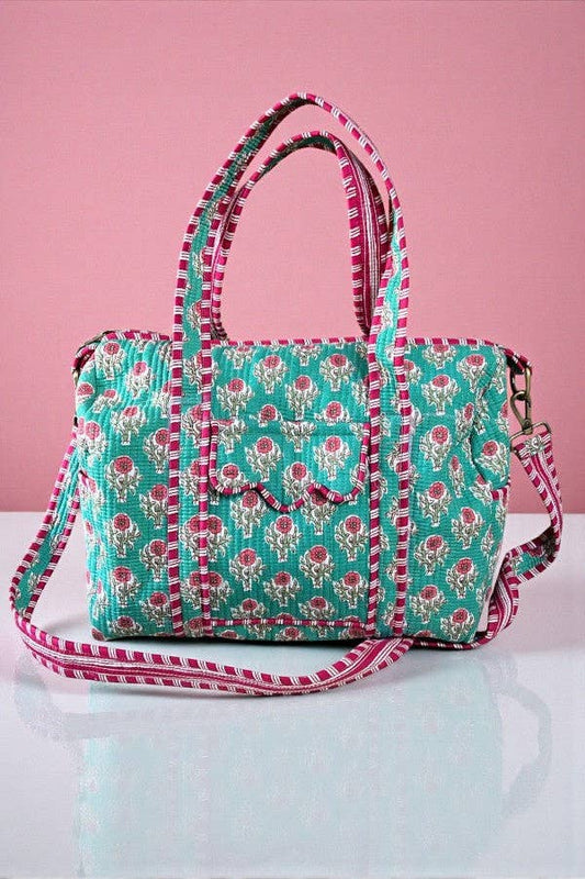 Marley Teal and Pink Floral Duffel Bag