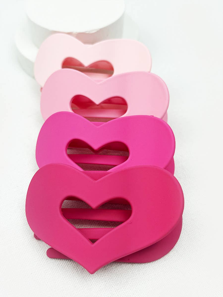 Pink Shades Heart Shape Cut Out Flat Hair Clip