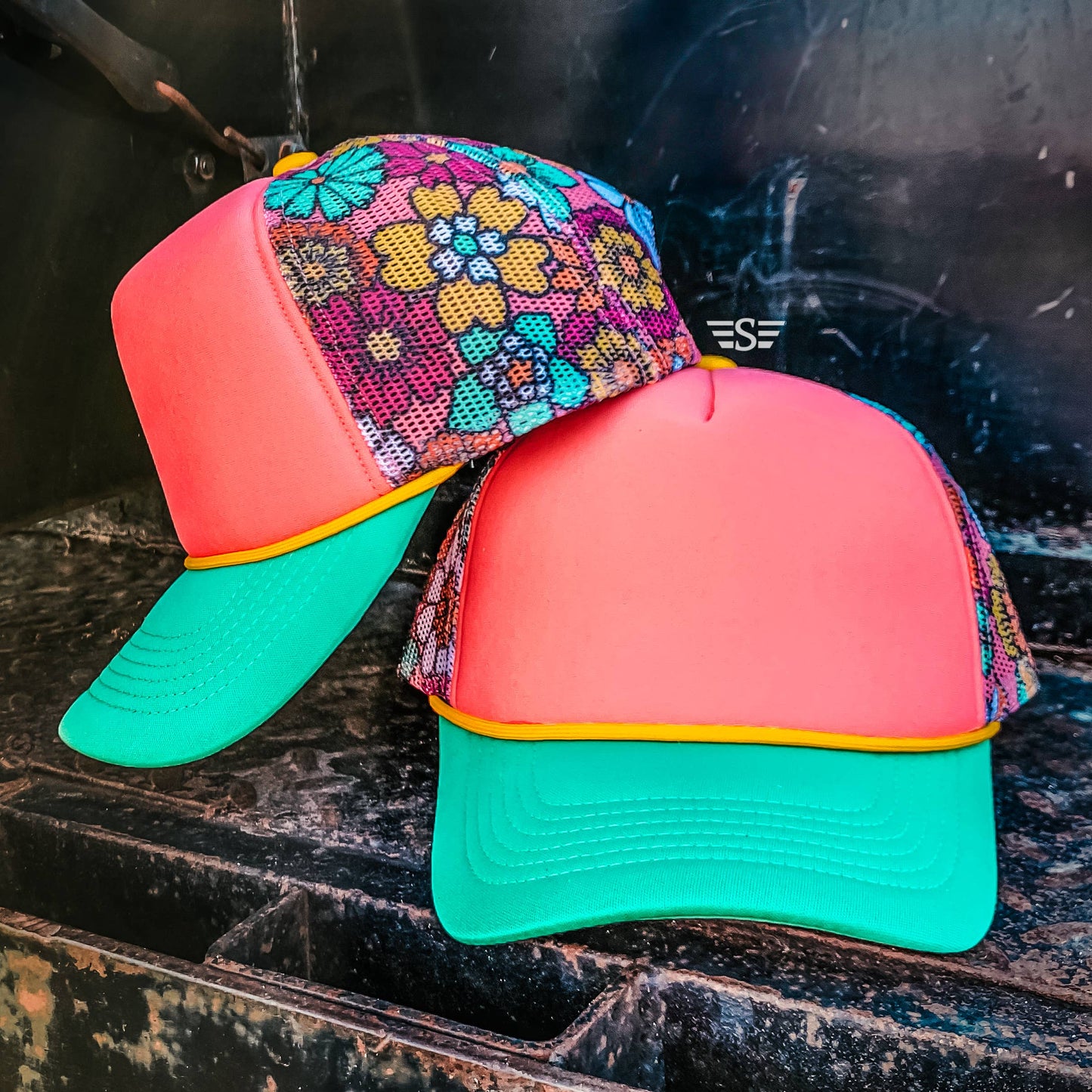 YOUTH Floral Printed Mesh Trucker Cap