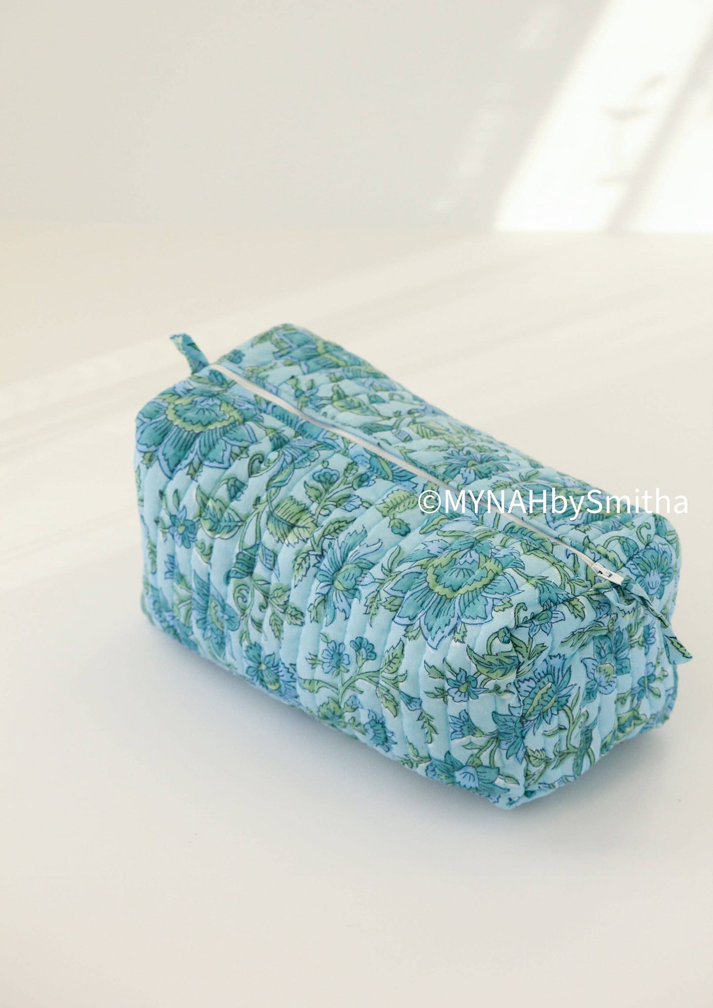 Blue green floral travel/make up/organizer bag-LARGE only