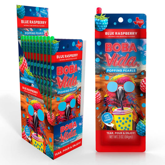 BobaVida Popping Boba -Super Blue Raspberry, 10ct