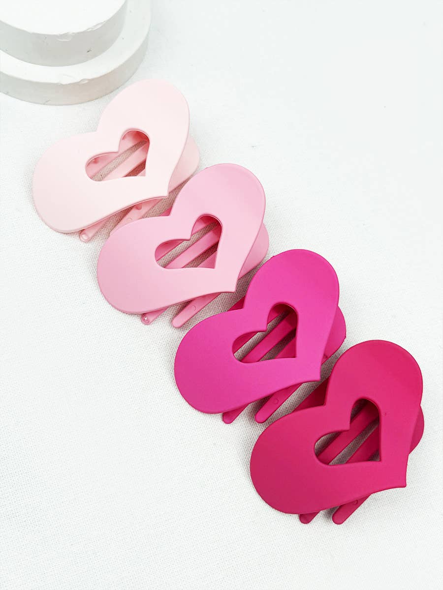 Pink Shades Heart Shape Cut Out Flat Hair Clip