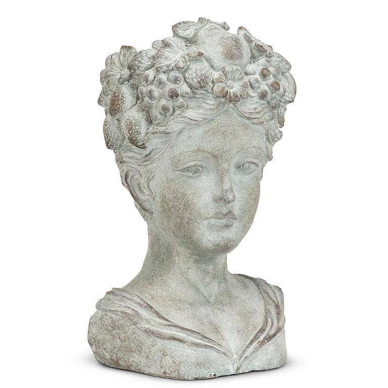 Woman w/Flower & Fruits Head Planter