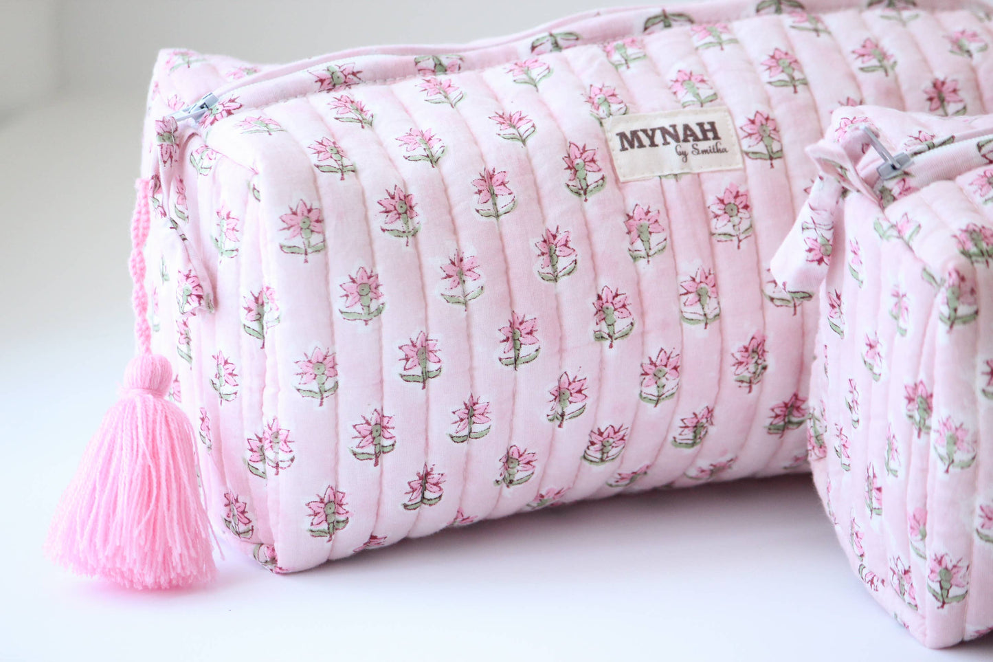 Mynah quilted floral travel/make up/organizer/bag-LARGE only