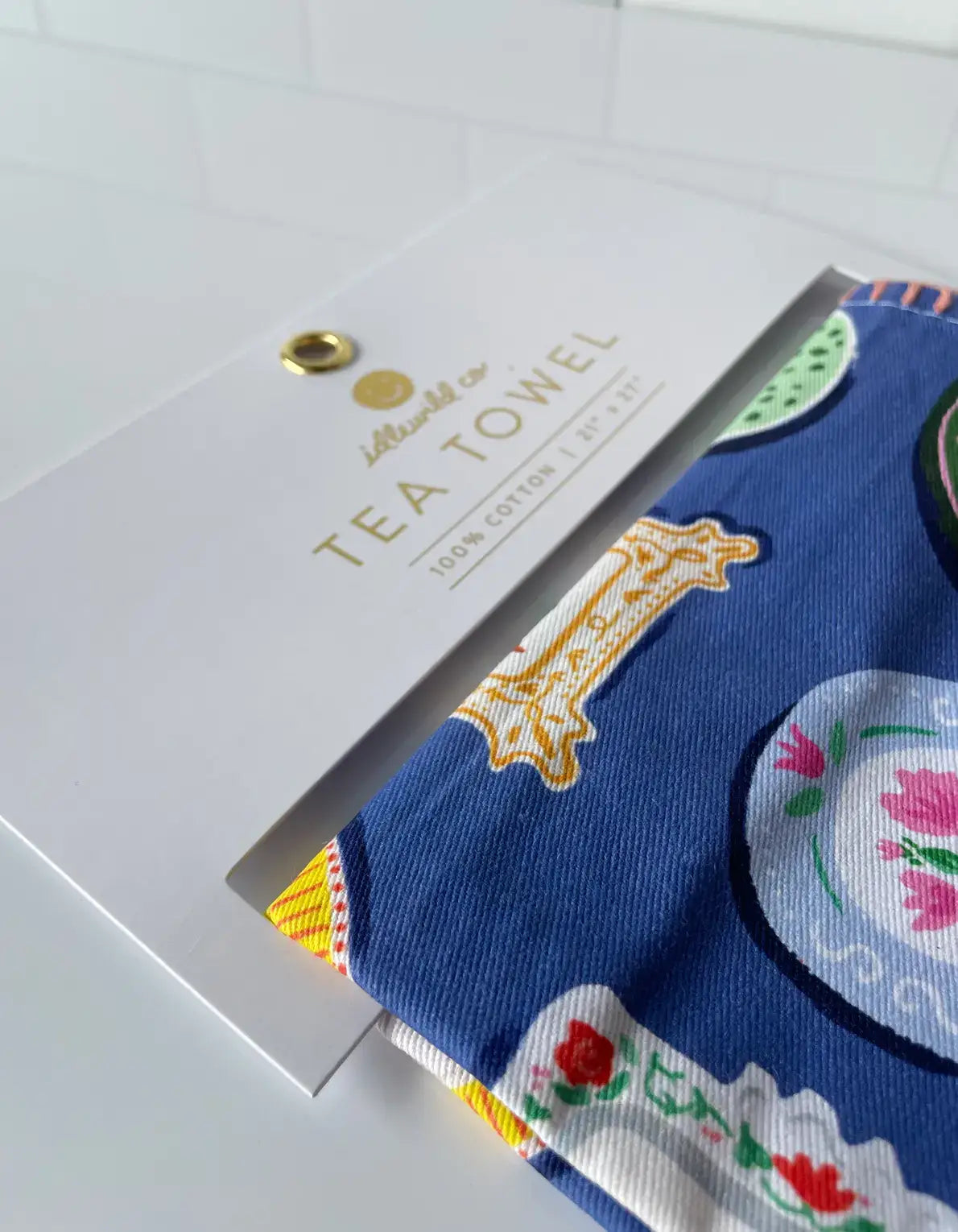 Cotton Tea Towel with Embroidered Detail | Staffordshire