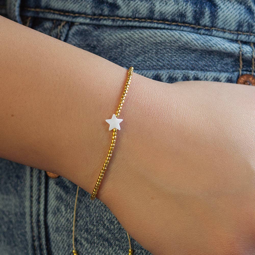 Intentions Star Adjustable Bracelet with Mother of Pearl