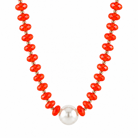 Orange Rondelle Pearl Accent