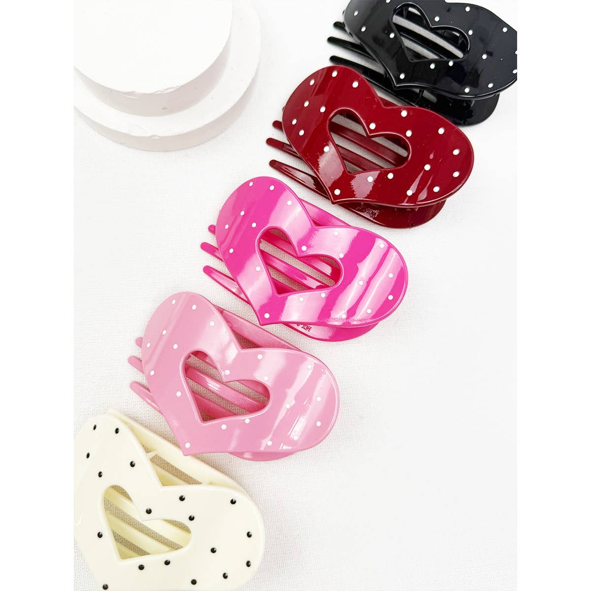 Lovely Polka Dot Heart Cut out Flat Hair Clip