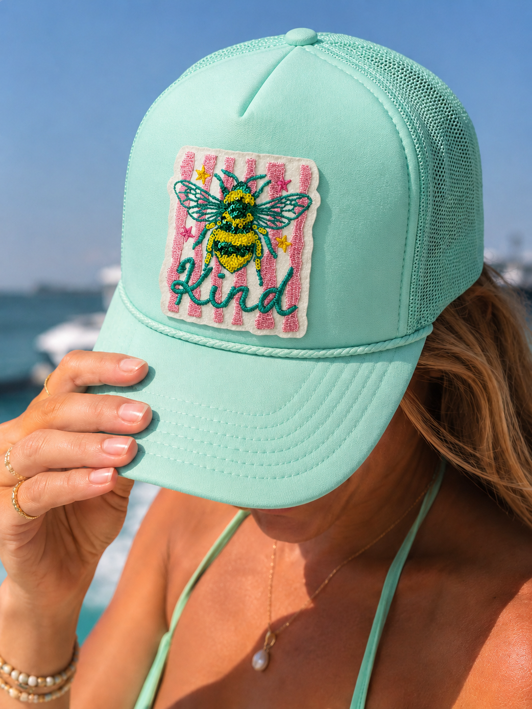Bee Kind Summer Sequin Embroidery Patch - Small