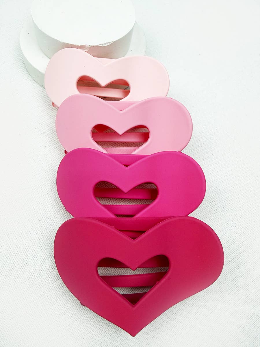 Pink Shades Heart Shape Cut Out Flat Hair Clip