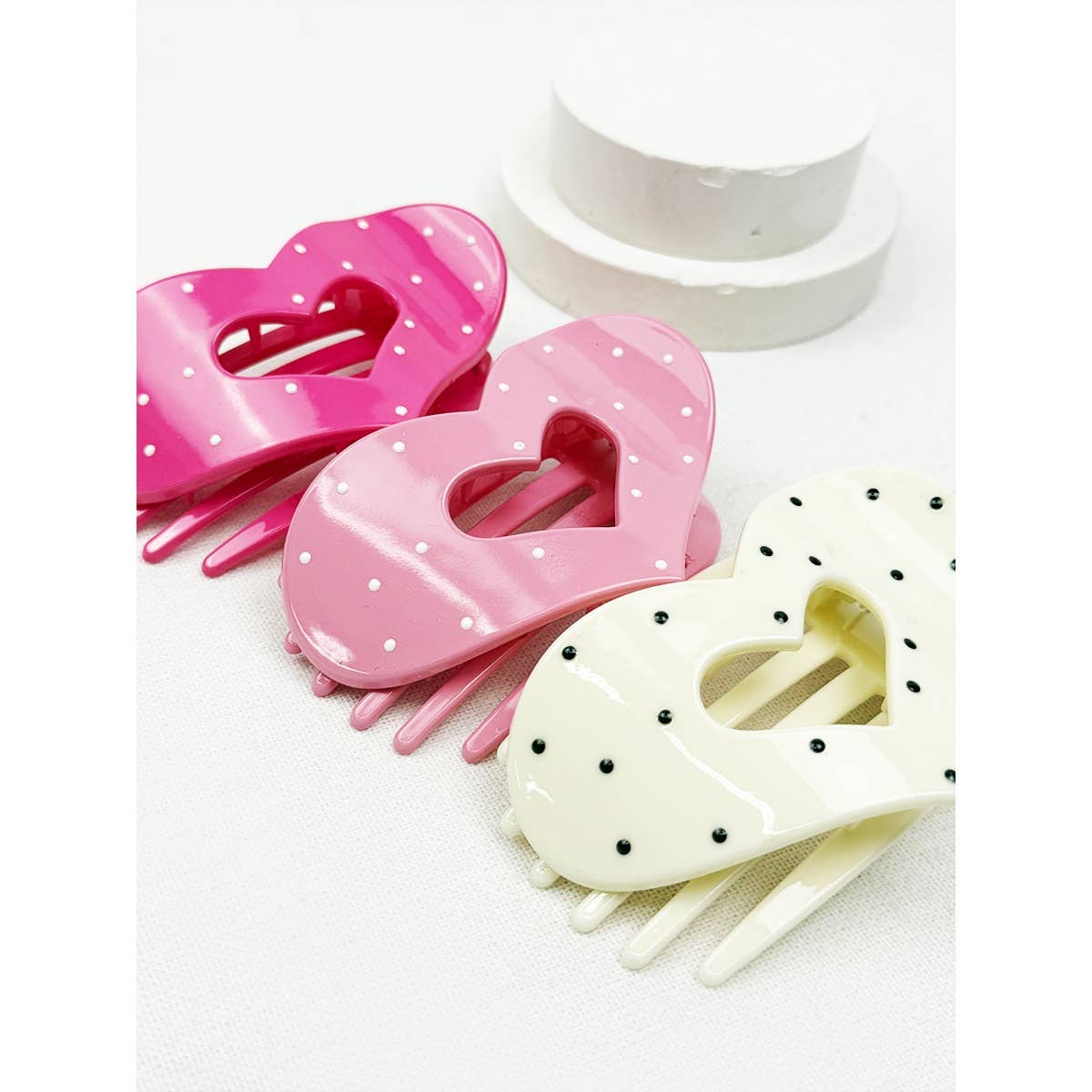 Lovely Polka Dot Heart Cut out Flat Hair Clip