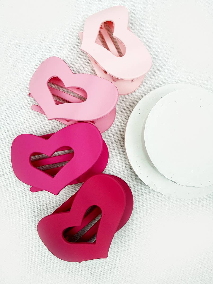 Pink Shades Heart Shape Cut Out Flat Hair Clip
